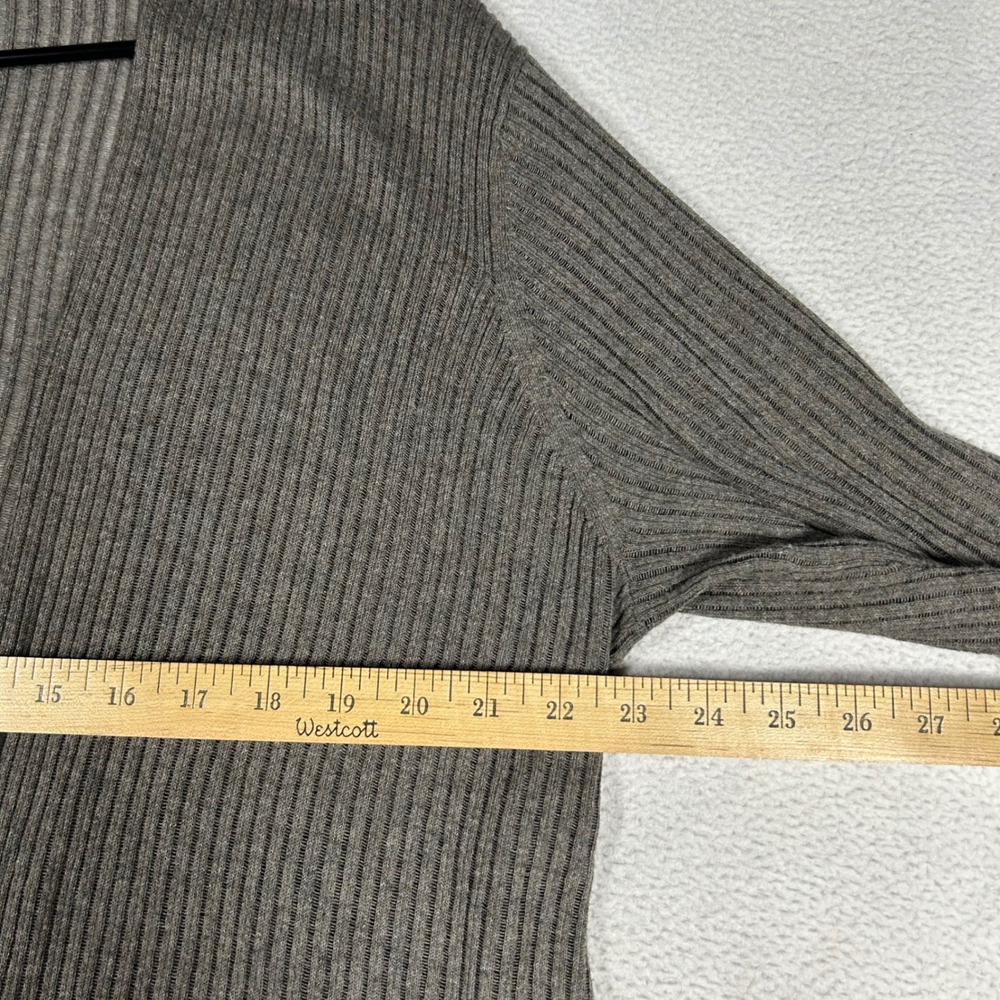 Eileen Fisher Cardigan Womens XL Grey Ribbed Knit 100% Cotton Open Front Sweater - Picture 7 of 8